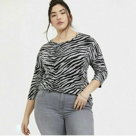 Torrid Super Soft Plush Zebra Drop Shoulder Top Size 2XL - Picture 1 of 8